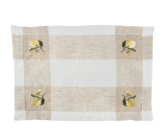 Hommage Brodé Collection Cottage Embroidery Hemstitch Border Placemats