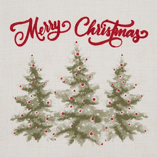 Merry Christmas Holiday Trees Decorative Throw Pillow 18" W x 18" L — accent cushion for living room bedroom and sofa home and holiday accent