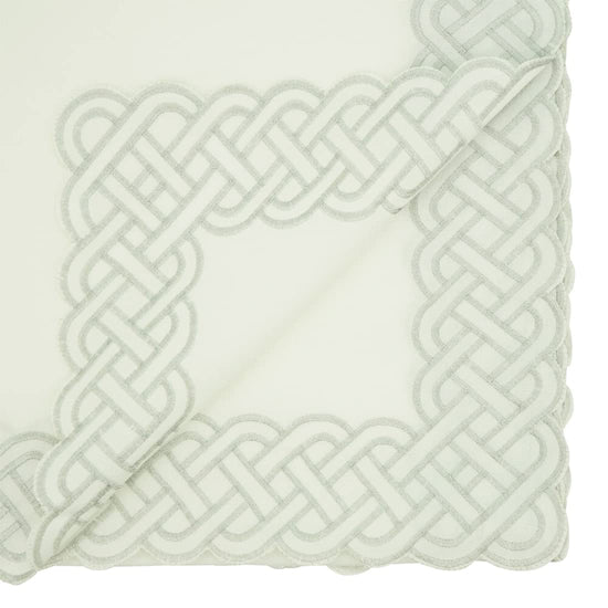 Fennco Styles Braid Emroidered Metallic Border Table Runner 16" W x 54" L - Silver Table Cover for Home Décor, Everyday Use, Christmas, Banquets and Special Events