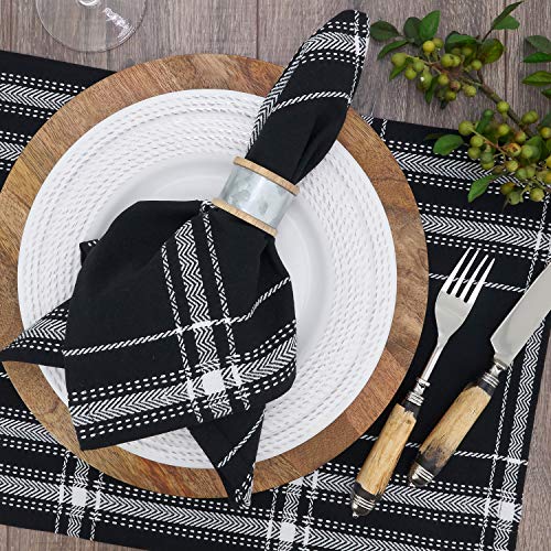 Fennco Style Classic Plaid Cotton Table Runner 16" W x 72" L - Black Table Cover for Home Décor, Everyday Use, Banquet, Family Gathering and Special Occasion
