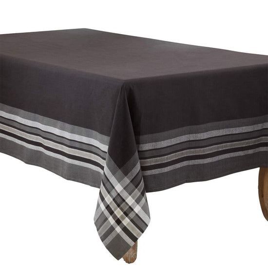 Contemporary Stripe Border Design Cotton Tablecloth
