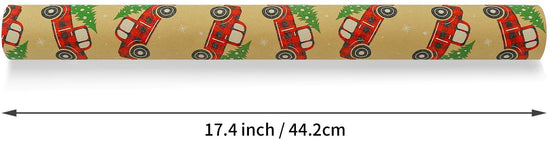 CAMKUZON Kraft Christmas Wrapping Paper Roll Vintage Red Black Plaid 17.4 Inch