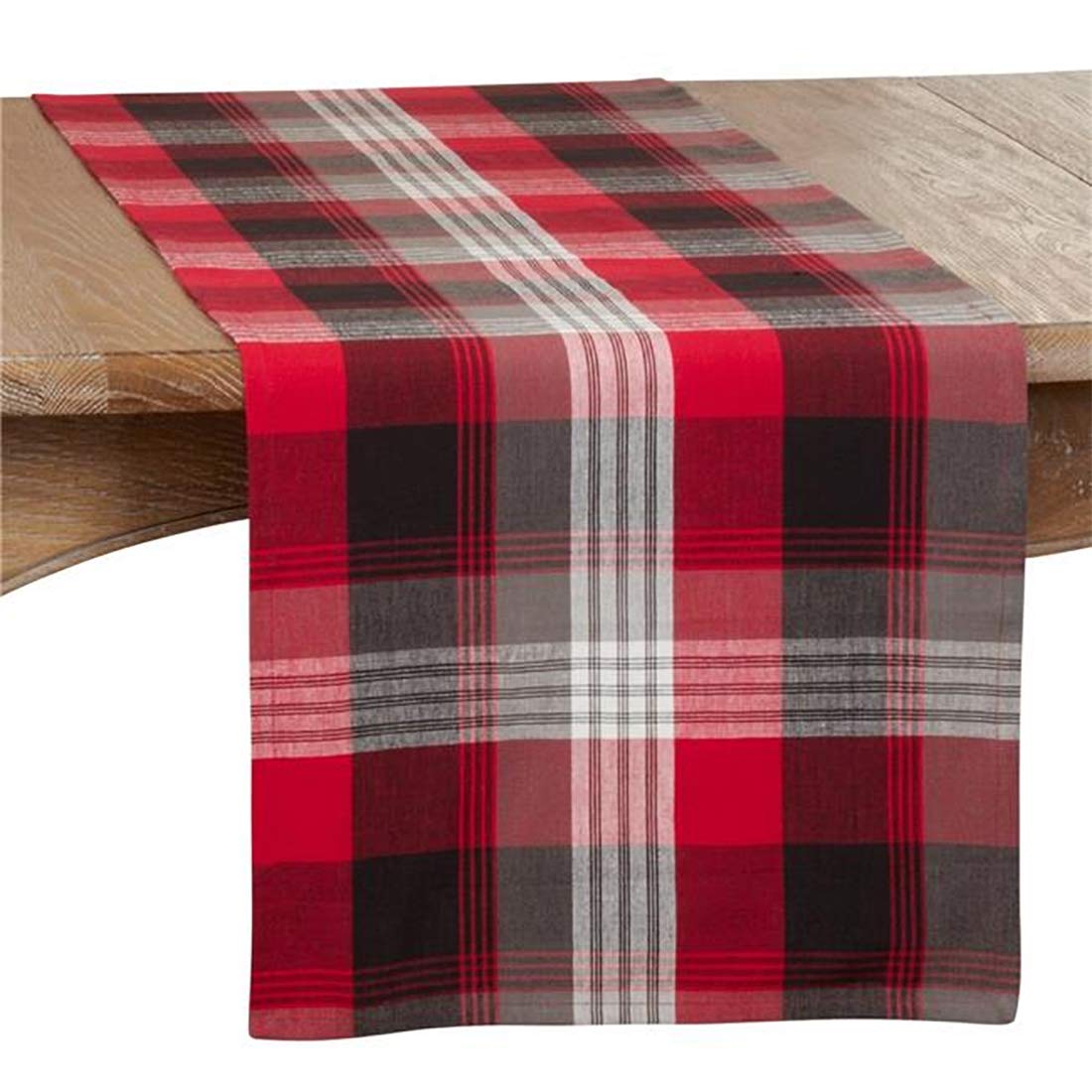 Fennco Styles Classic Rustic Plaid Cotton Table Runner - Red Traditional Plaid Table Cover for Christmas Décor, Home, Banquet, Family Gathering and Special Occasion