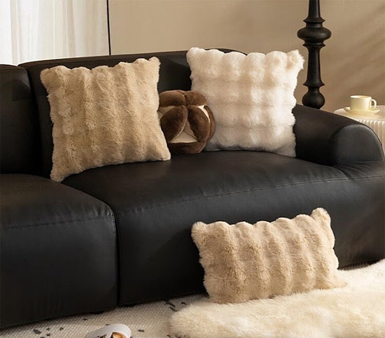 Luxury Faux Fur Decorative Filled Throw Pillow 18" W x 18" L – Ivory Plush Fluffy Cushion for Couch, Bedroom, Living Room and Office Décor