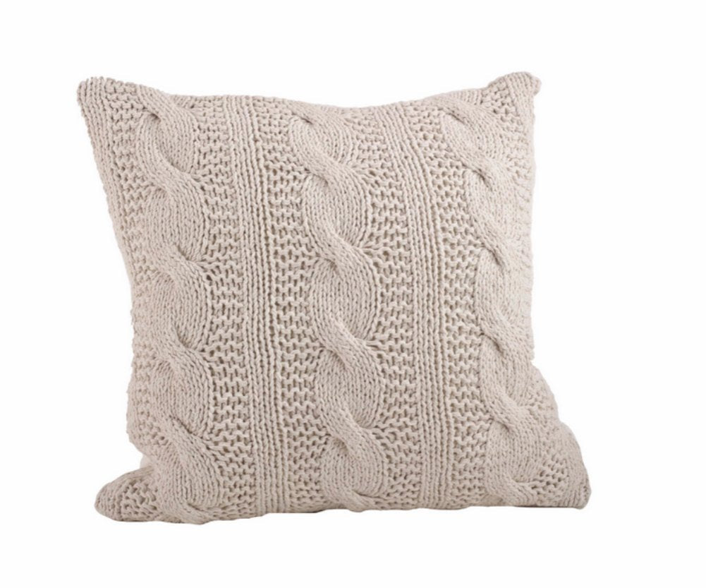 Fennco Styles Cable Knit Design Cotton Throw Pillow 20 x 20 Inch Throw Pillow for Home, Couch, Living Room and Bedroom Decor