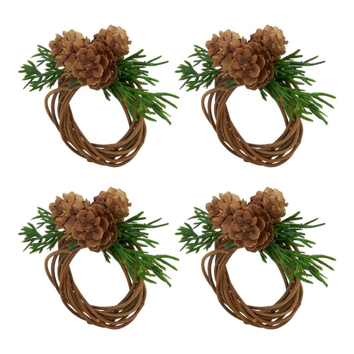 Woodland Pine Cone Decorative Napkin Rings, Set of 4 — table setting accent for dining and special occasions online gift shop find