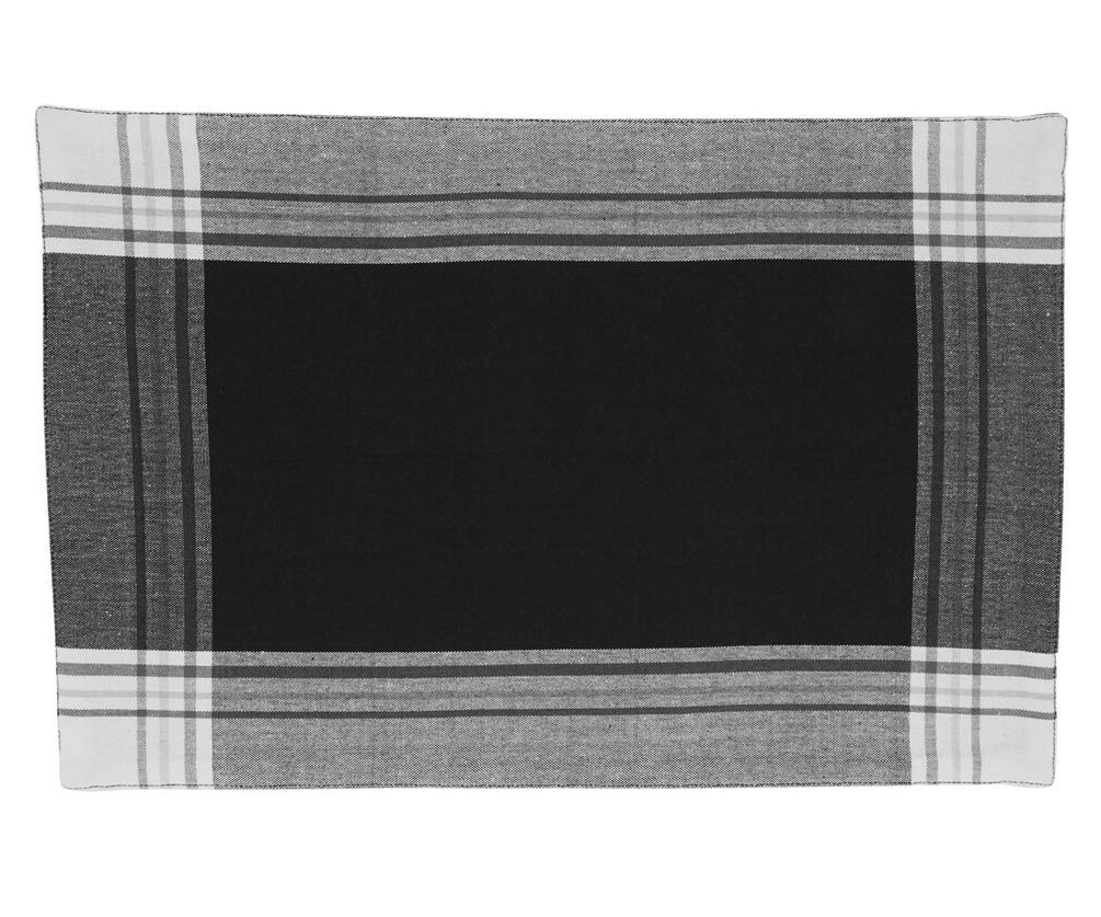 Contemporary Stripe Border Design 100% Cotton Table Placemats 13" W x 19" L, Set of 4 — decorative tabletop piece for home entertaining distinctive decor choice