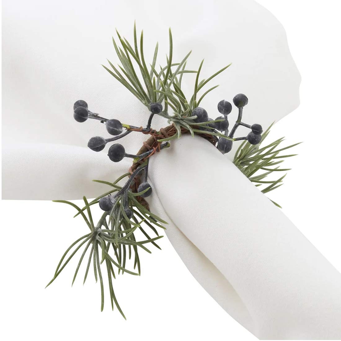Fennco Styles Handmade Christmas Decorative Napkin Rings, Set of 4 - Green Napkin Holders for Home, Dining Room, Banquet, Family Gathering, Holiday Decor and Special Occasion
