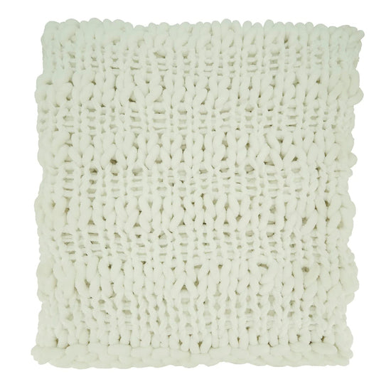 Fennco Styles Chunky Cable Knit Throw Blanket 50" W X 60" L – White Cozy Blanket for Couch, Bedroom, Living Room and Office Décor