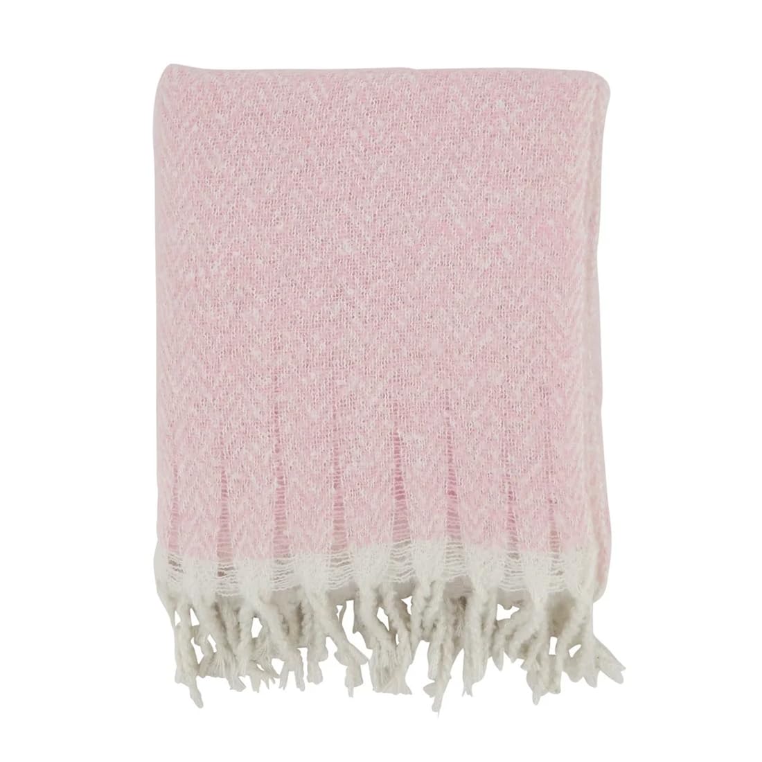Faux Mohair Herringbone Throw Blanket 50" W x 60" L – Natural Cozy Fringe Blanket for Home, Couch, Bedroom, Living Room, Office, and Holiday Décor