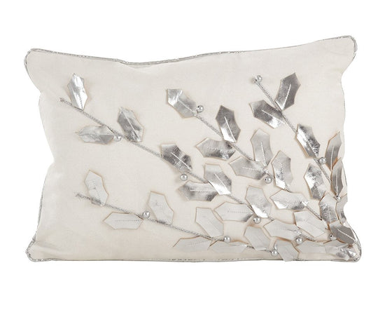 Fennco Styles Metallic Poinsettia Branch Holiday Filled Throw Pillow 12" W x 18" L