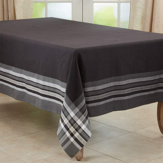 Contemporary Stripe Border Design Cotton Tablecloth