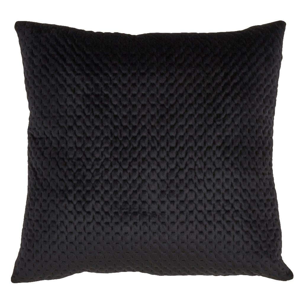 Fennco Styles Pinsonic Velvet Decorative Throw Pillow 22" W x 22" L - Black Square Cushion for Home, Couch, Bedroom, Living Room, Office Décor