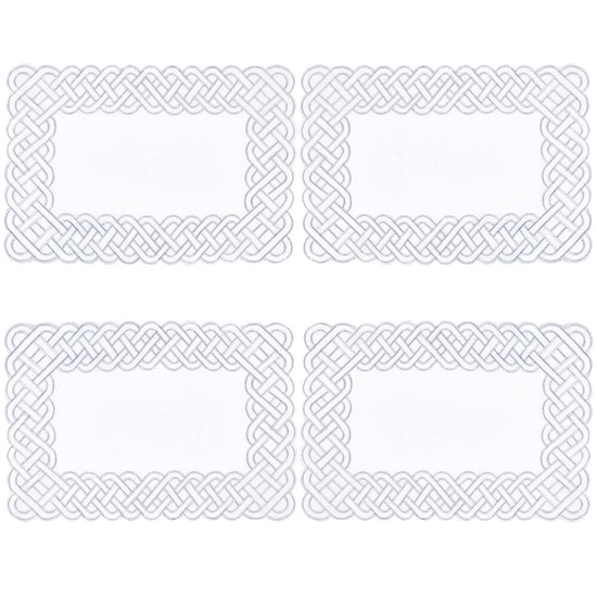 Fennco Styles Braid Emroidered Metallic Border Table Runner 16" W x 54" L - Silver Table Cover for Home Décor, Everyday Use, Christmas, Banquets and Special Events