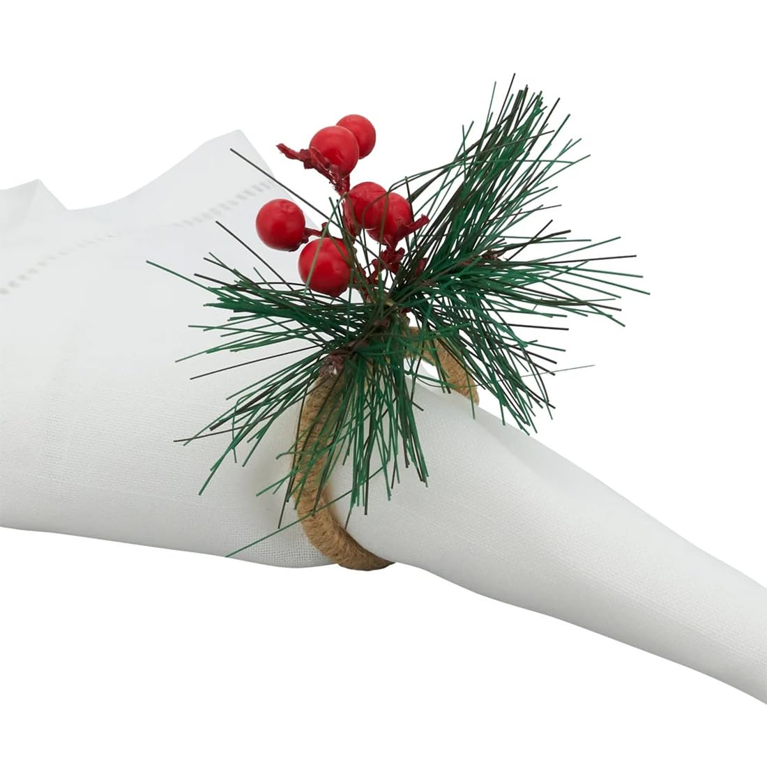 Fennco Styles Handmade Christmas Decorative Napkin Rings, Set of 4 - Green Napkin Holders for Home, Dining Room, Banquet, Family Gathering, Holiday Decor and Special Occasion