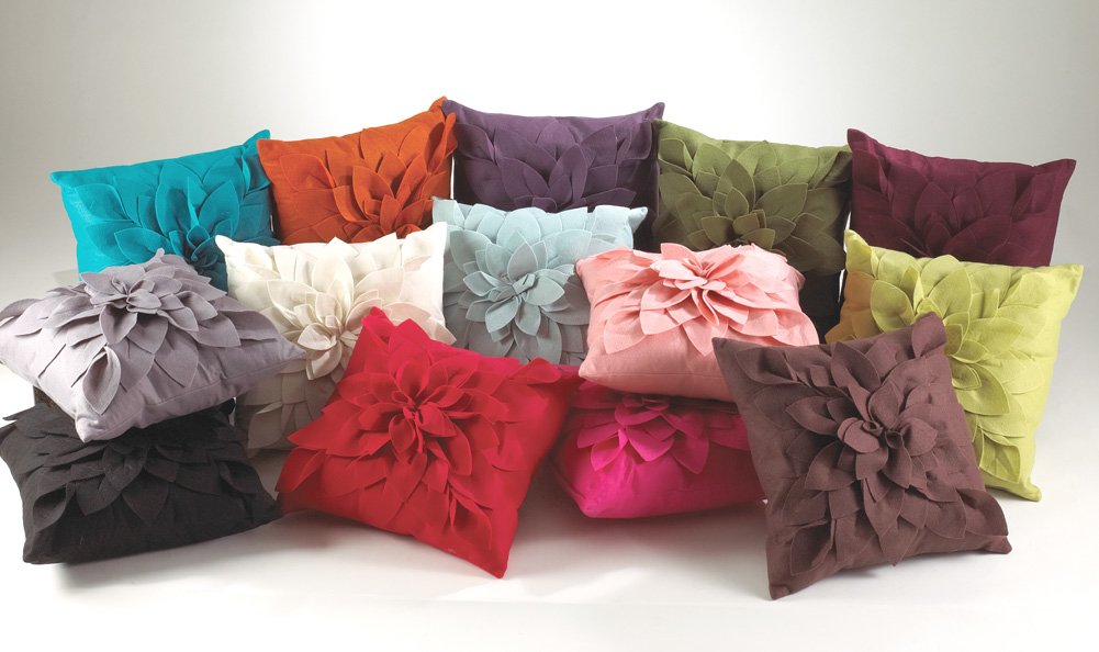 Sara's Garden Petal Decorative Throw Pillow. 17 Inch Square.