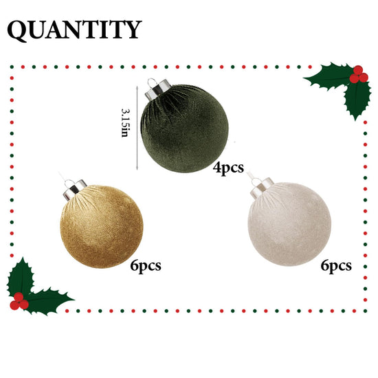 Choonshow Velvet Christmas Ball Ornaments 16 Pack 3.15" Brown Green