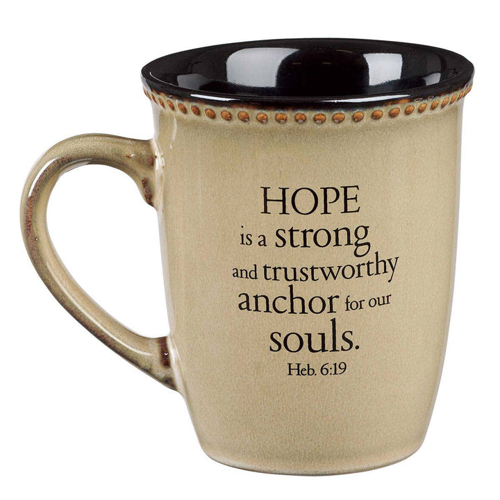 Mug Stoneware Ivory/Black Hope Heb. 6:19