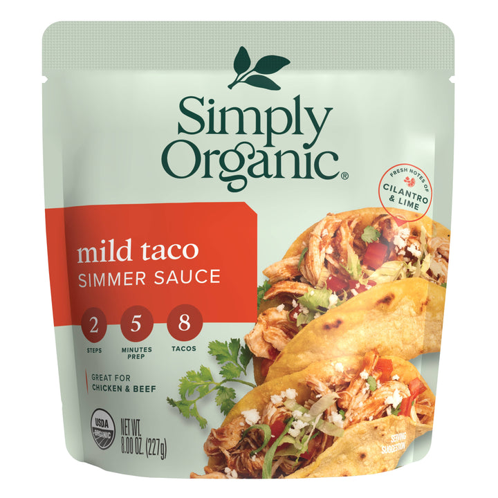 Organic Mild Taco Simmer Sauce For Beef & Chicken, 8 Oz