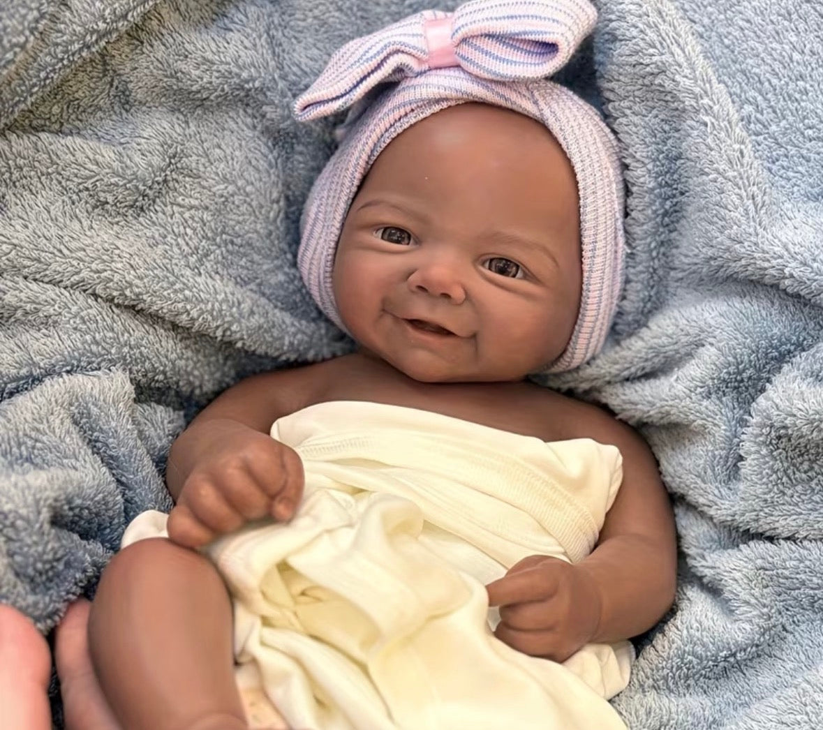 Scarlet 17” Dark skin Full Silicone Baby Girl bald  open mouth approx 5.5lbs TAT 10 days