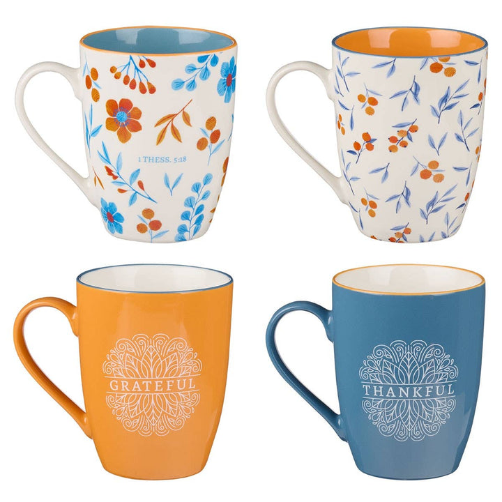 Mug Set 4pc Thankful, Grateful, Blessed