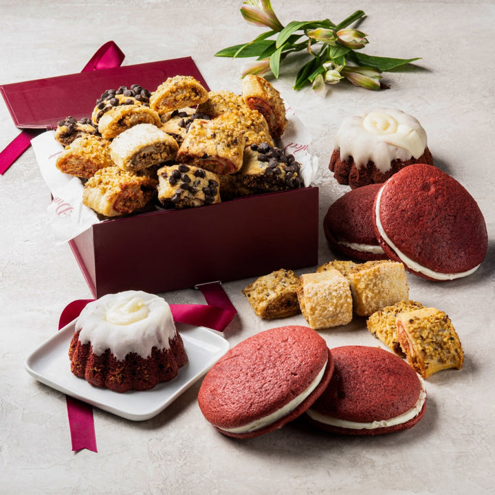 Red Velvet Exclusive Gift Collection, gourmet gift basket for birthdays, holidays and special occasions from Cedar & Spice Gifts