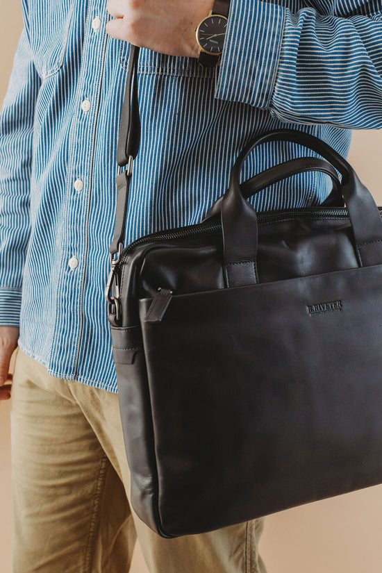 Normandy Men's Briefcase | Black Leather