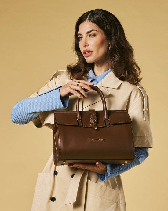 Oriana (brown) - Italian calf leather women's handbag (with shoulder strap)