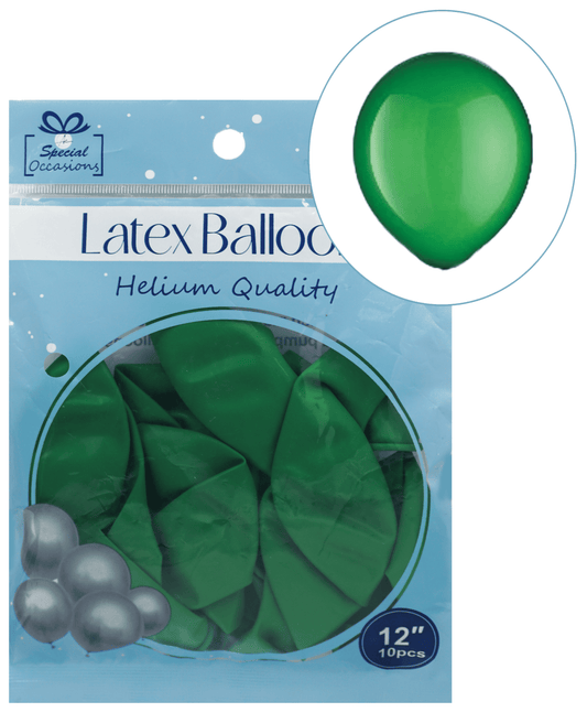 Festive Green Latex Party Balloon, 12in, 10ct