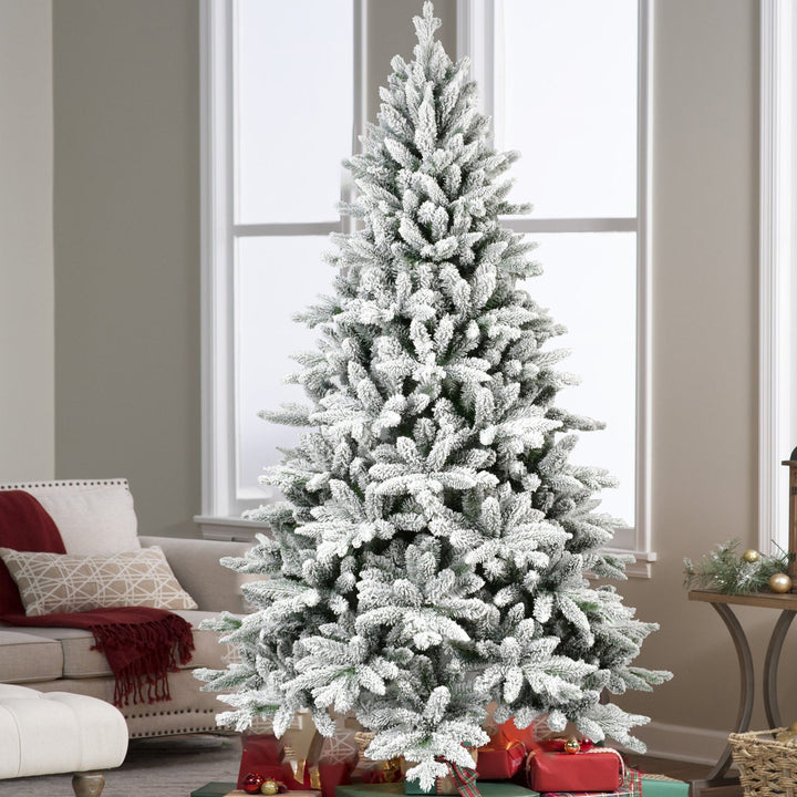 5ft Flocked Christmas Tree with 768 Tips, Christmas tree for living room, entryway or seasonal display