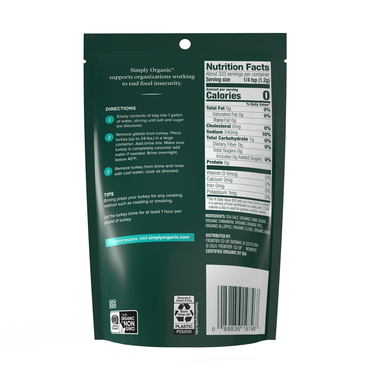 Turkey & Poultry Brine Seasoning, Certified Organic, 14.1 Oz