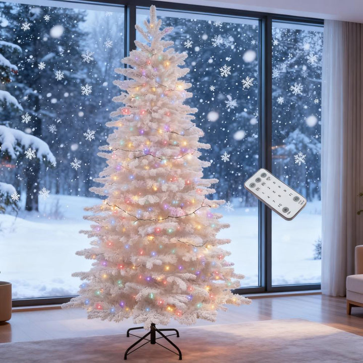 7.5ft Snow Flocked Artificial Christmas Tree, artificial Christmas tree for festive holiday home decor from Cedar & Spice Gifts