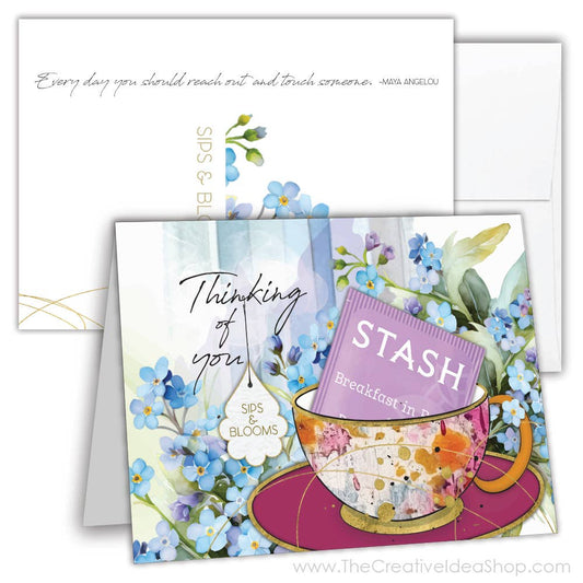 TEA GREETING Card with REAL TEA BAG - Thinking of you Sips