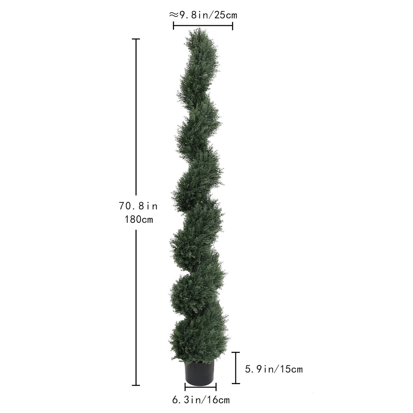 6ft Spiral-Shaped Potted Cedar Tree - 2pcs Artificial Evergreen Set
