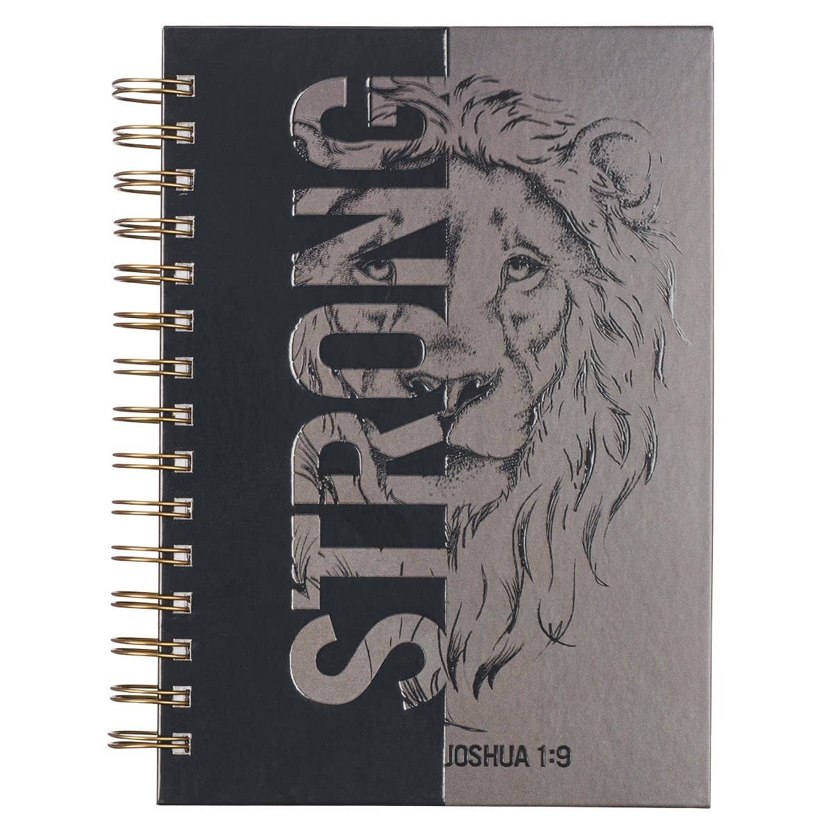 Journal Wirebound Black/Gray Be Strong Josh. 1:9