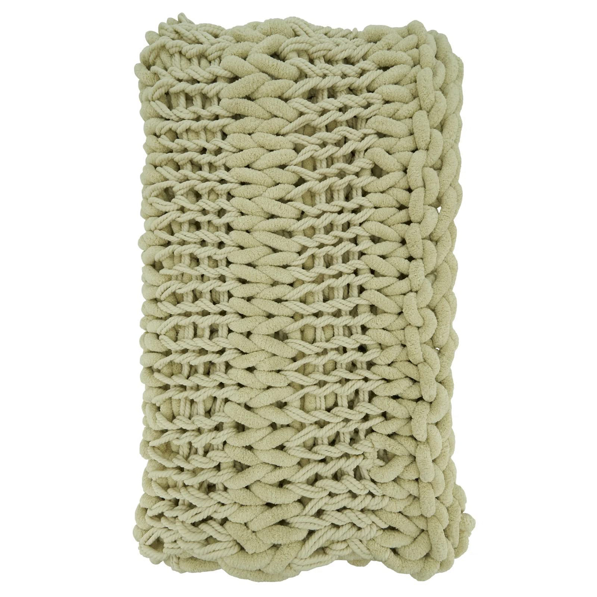 Fennco Styles Chunky Cable Knit Throw Blanket 50" W X 60" L – White Cozy Blanket for Couch, Bedroom, Living Room and Office Décor