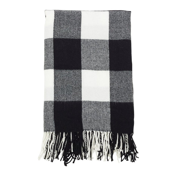 Classic Buffalo Check Fringe 50 x 60 Inch Throw — textured throw for couch chair bedroom and home decor decorative design