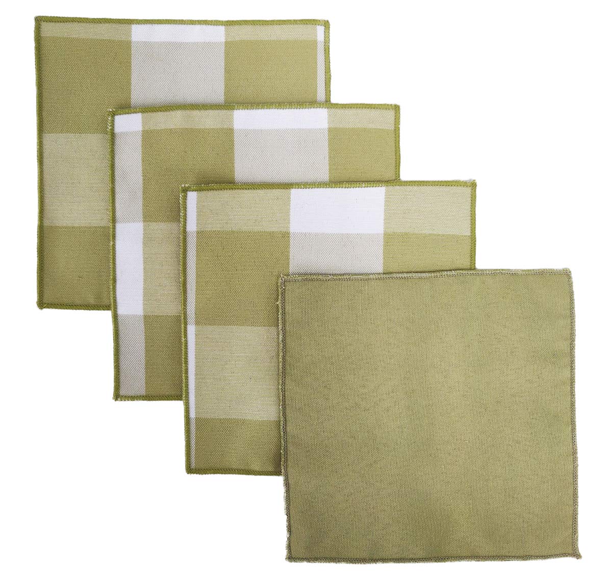Buffalo Check Double Layers Reversible Coasters 6"W x 6"L, Set of 4 - Handmade in USA - Plaid Cocktail Napkins for Everyday Use and Special Occasion