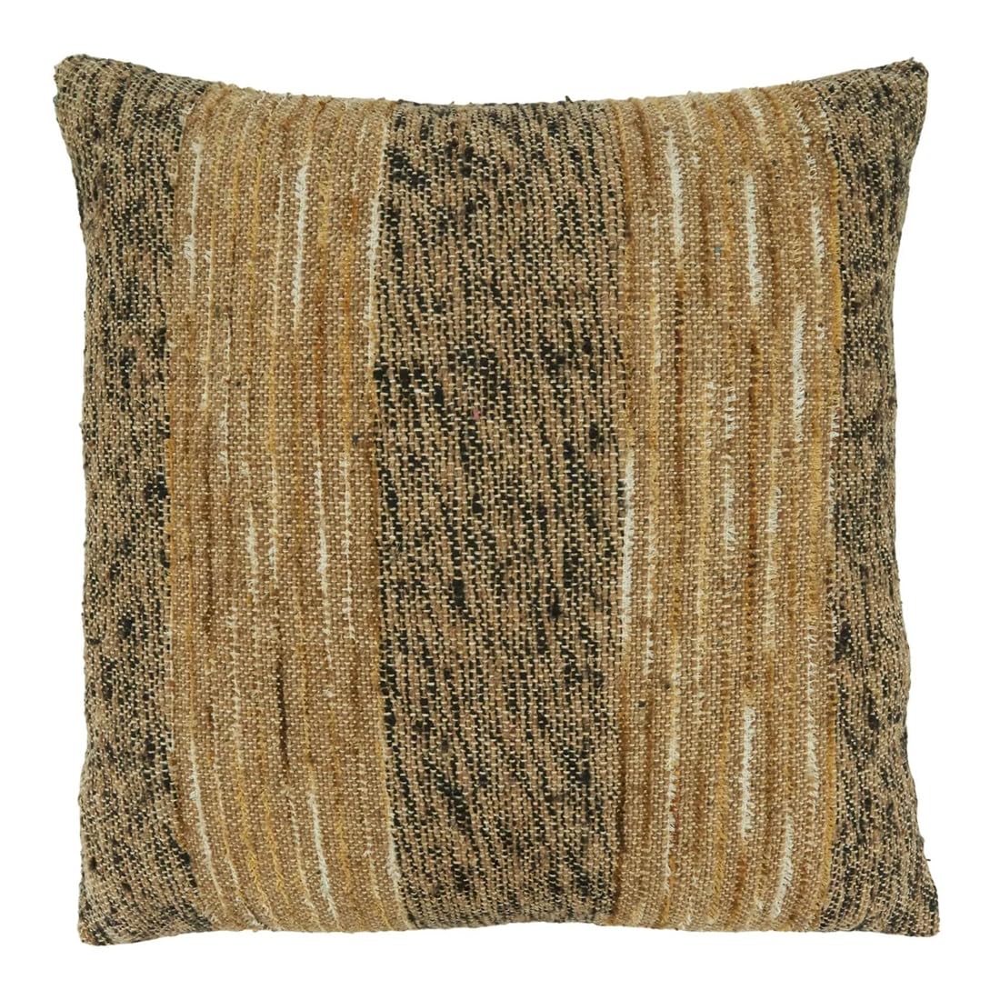Fennco Styles Stripe Design Cotton Decorative Throw Pillow - Brown Woven Square Cushion for Home, Couch, Living Room, Bedroom, Office and Holiday Décor