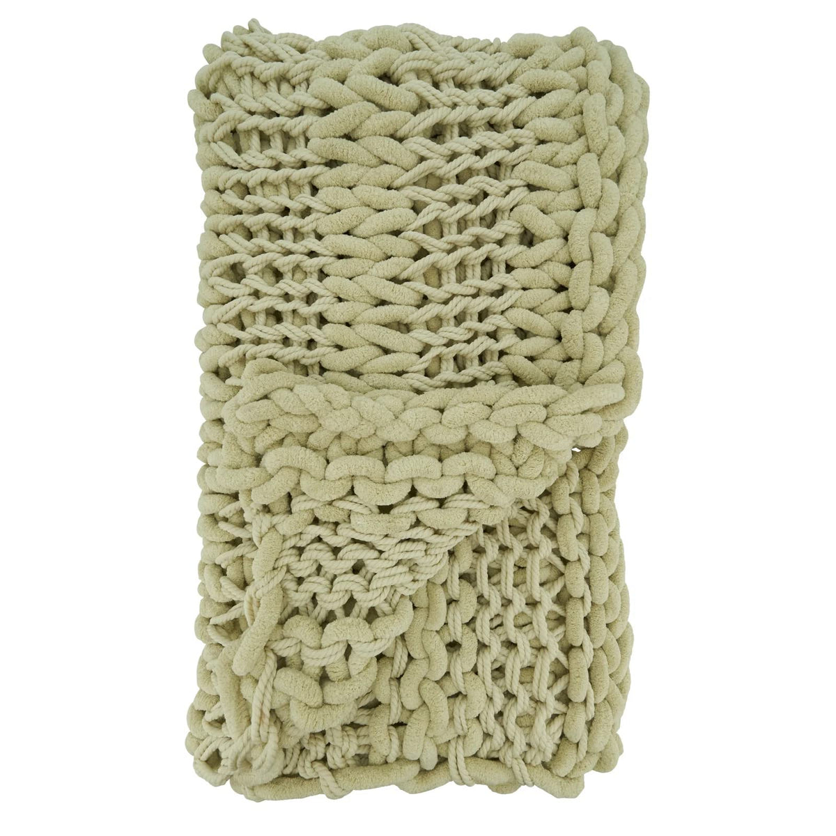 Fennco Styles Chunky Cable Knit Throw Blanket 50" W X 60" L – White Cozy Blanket for Couch, Bedroom, Living Room and Office Décor