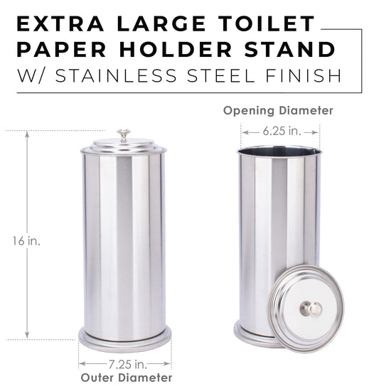 Freestanding Extra Large Toilet Paper Holder  (Stainless Steel Finish)