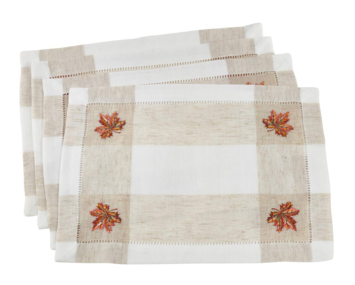 Hommage Brodé Collection Cottage Embroidery Hemstitch Border Placemats