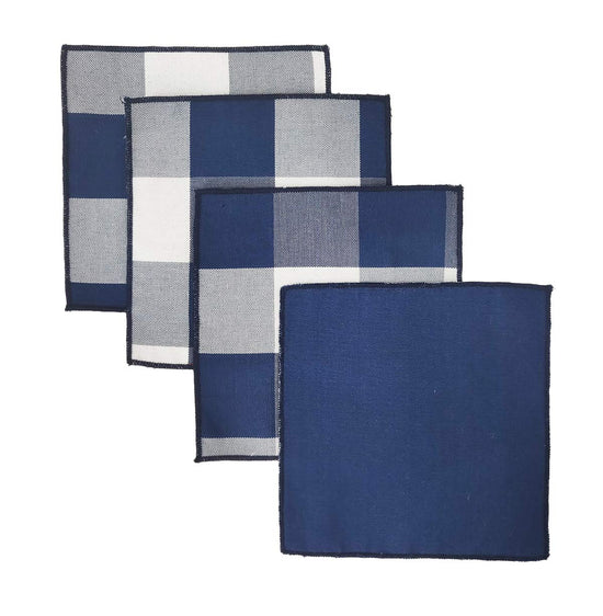 Buffalo Check Double Layers Reversible Coasters 6"W x 6"L, Set of 4 - Handmade in USA - Plaid Cocktail Napkins for Everyday Use and Special Occasion