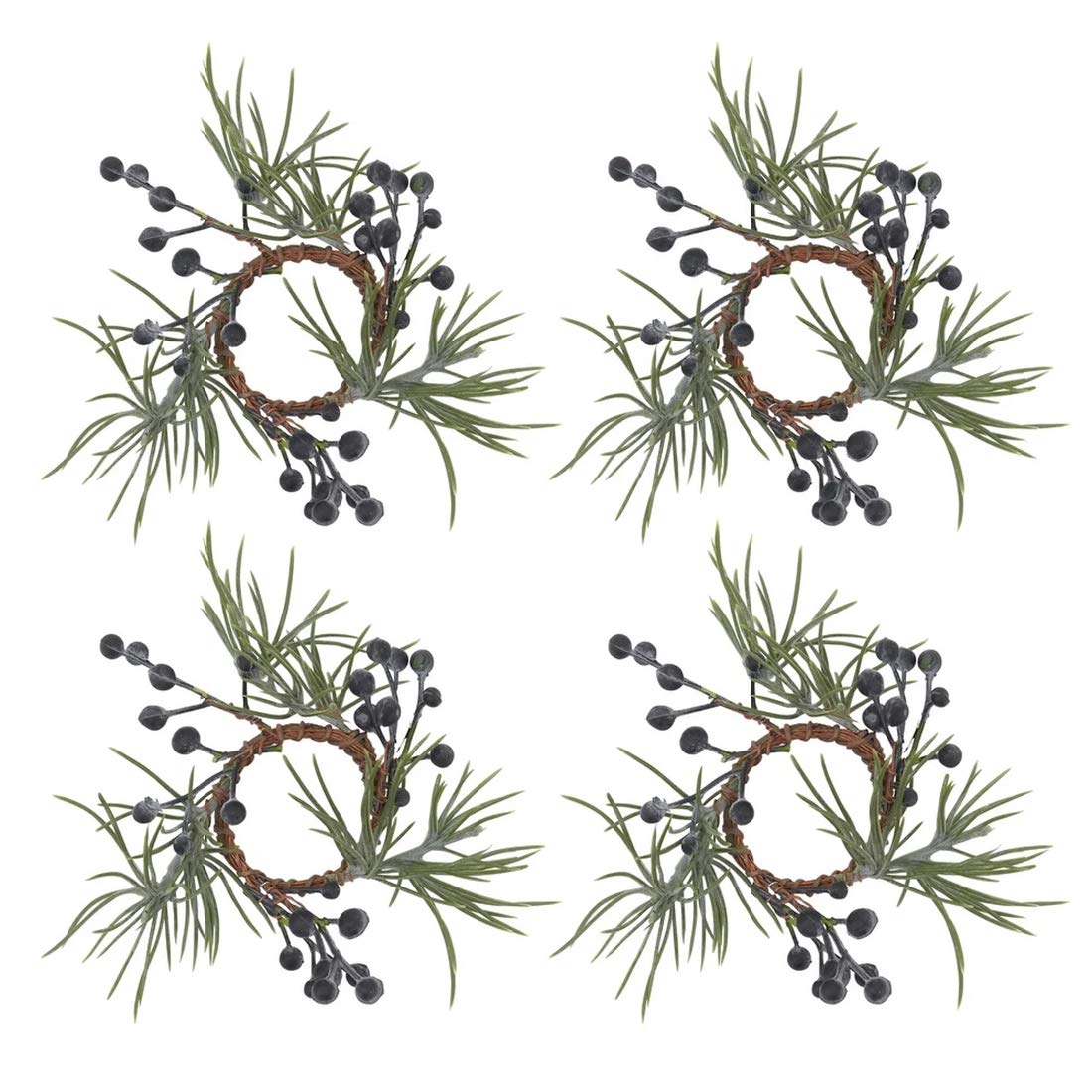 Fennco Styles Handmade Christmas Decorative Napkin Rings, Set of 4 - Green Napkin Holders for Home, Dining Room, Banquet, Family Gathering, Holiday Decor and Special Occasion