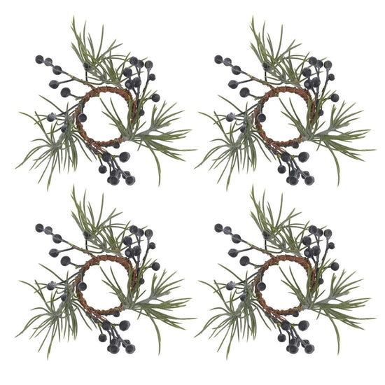 Fennco Styles Handmade Christmas Decorative Napkin Rings, Set of 4 - Green Napkin Holders for Home, Dining Room, Banquet, Family Gathering, Holiday Decor and Special Occasion