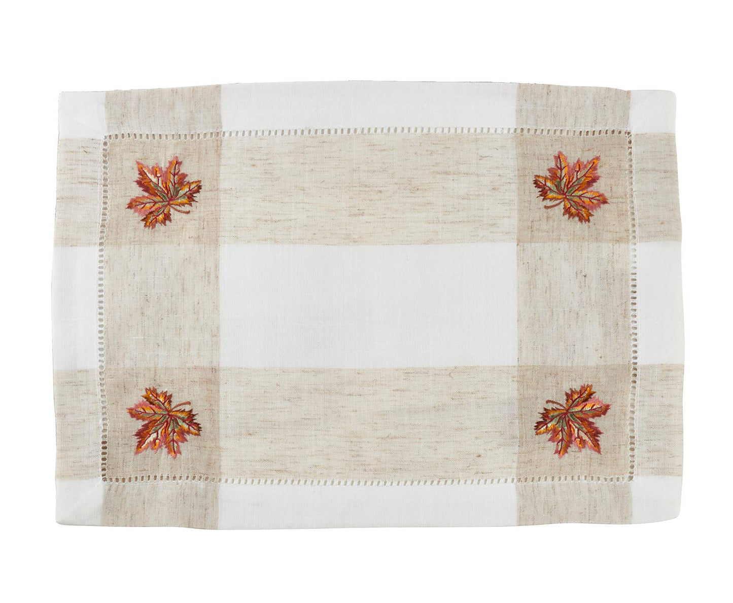 Fennco Styles Hommage Brodé Collection Cottage Embroidery Hemstitch Border Placemats