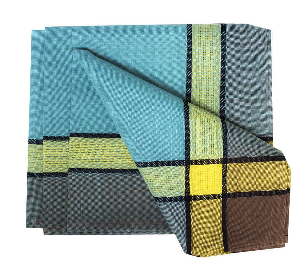 Fennco Styles Maison Beaujard Collection Modern Provençal 20 x 20 Inch Cloth Napkins, Set of 4 – Marigold Plaid Dinner Napkins for Banquets, Family Dinners, Special Events and Table Décor