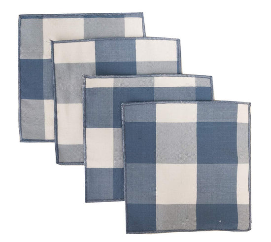 Buffalo Check Double Layers Reversible Coasters 6"W x 6"L, Set of 4 - Handmade in USA - Plaid Cocktail Napkins for Everyday Use and Special Occasion