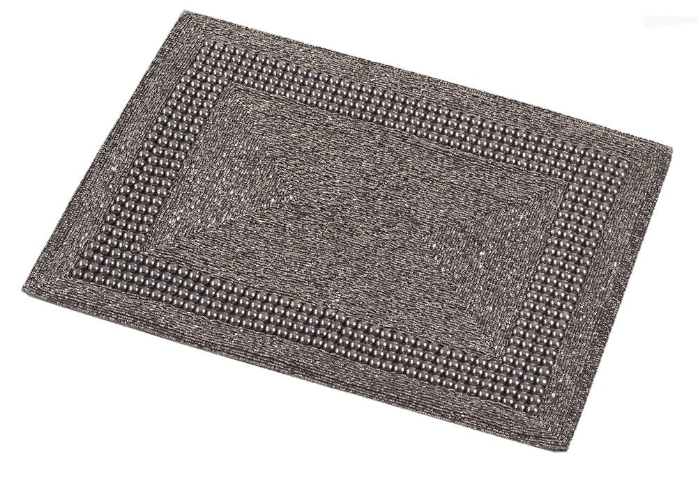 Tullia Handmade Beaded Design Placemat - 1-Piece - 13"x18" (Pewter)