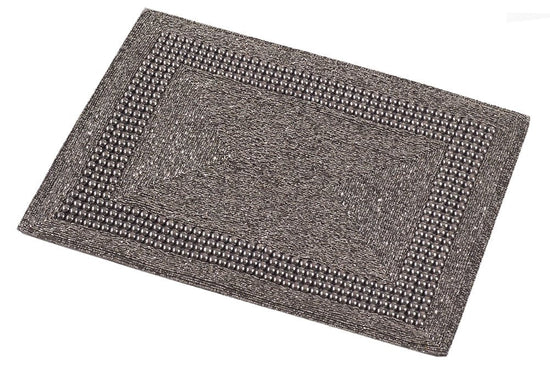 Tullia Handmade Beaded Design Placemat - 1-Piece - 13"x18" (Pewter)
